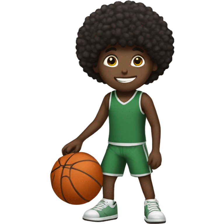 person, boy, afro, taper, playing basketball emoji