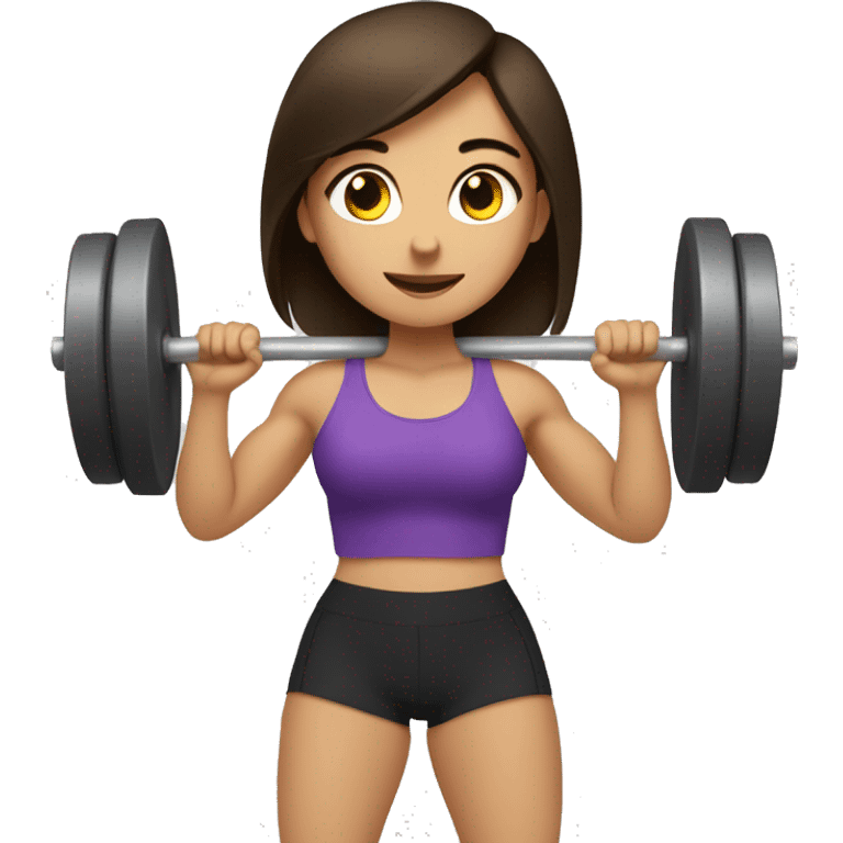 brunette girl lifting weights emoji