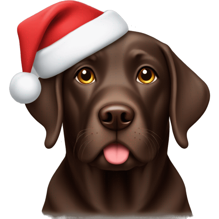 chocolate lab with christmas hat emoji