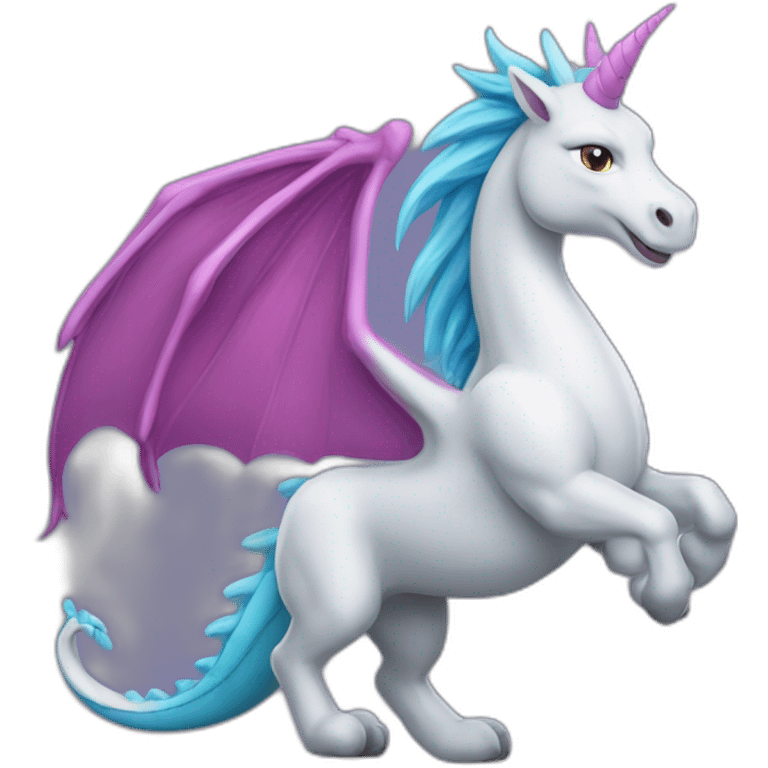 Une licorne sur un dragon emoji