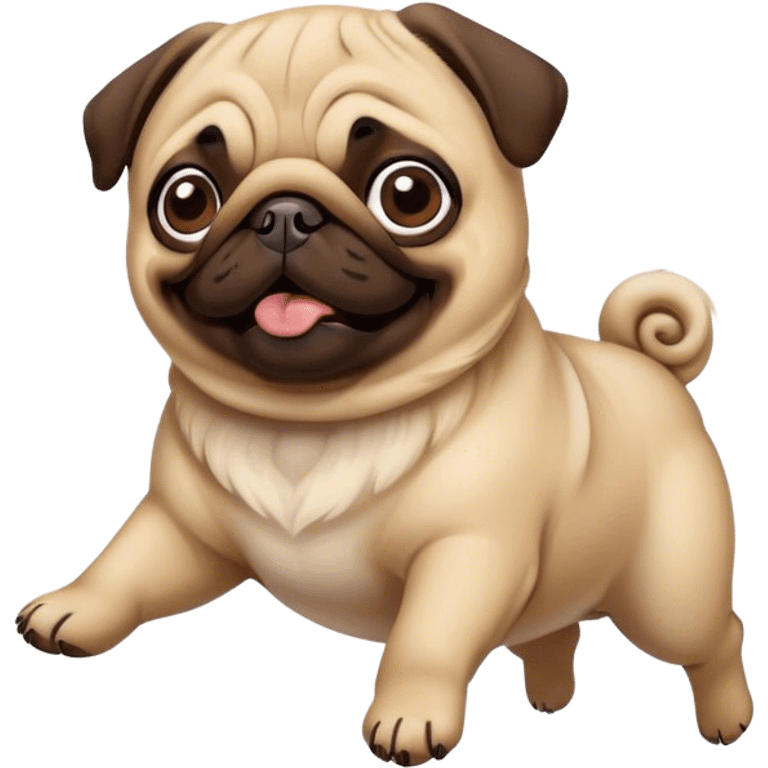 Pug flying in the air caught of wind emoji