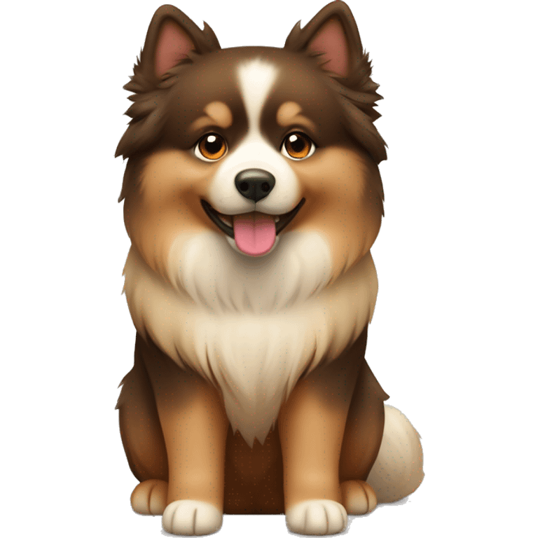 Finnish Lapphund Brown and light brown sitting emoji