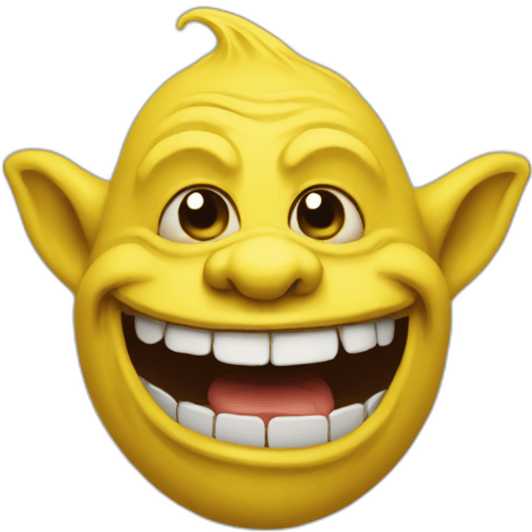 yellow smiley troll face looking sideways emoji