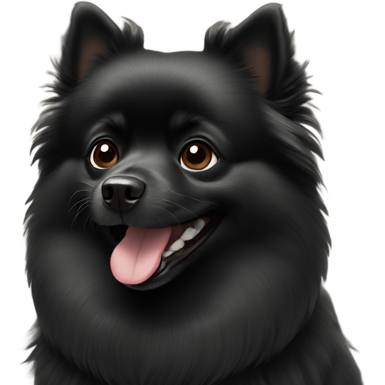 Black Pomeranian smiling  emoji