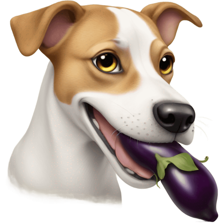 dog eats eggplant emoji