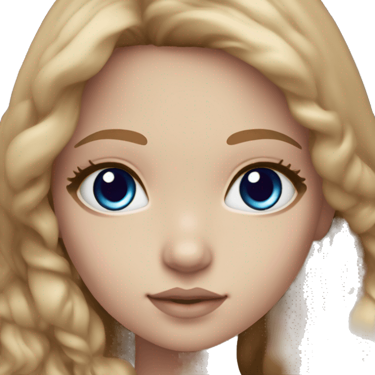 ocean blue doll eyes, light brown hair, feminine, violet, girl, angelic emoji