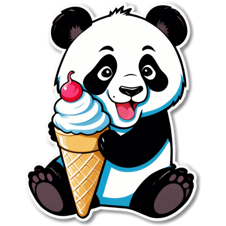 Panda eating ice cream emoji