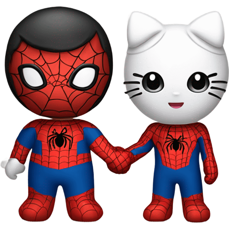 hello kitty and spider-man holding hands together  emoji