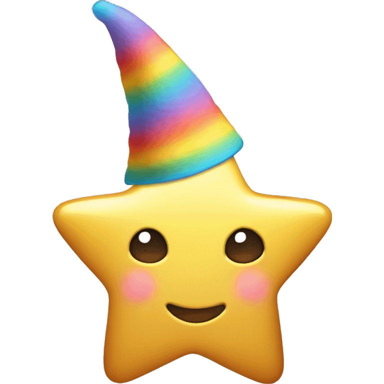 Kawaii golden star with rainbow hat  emoji