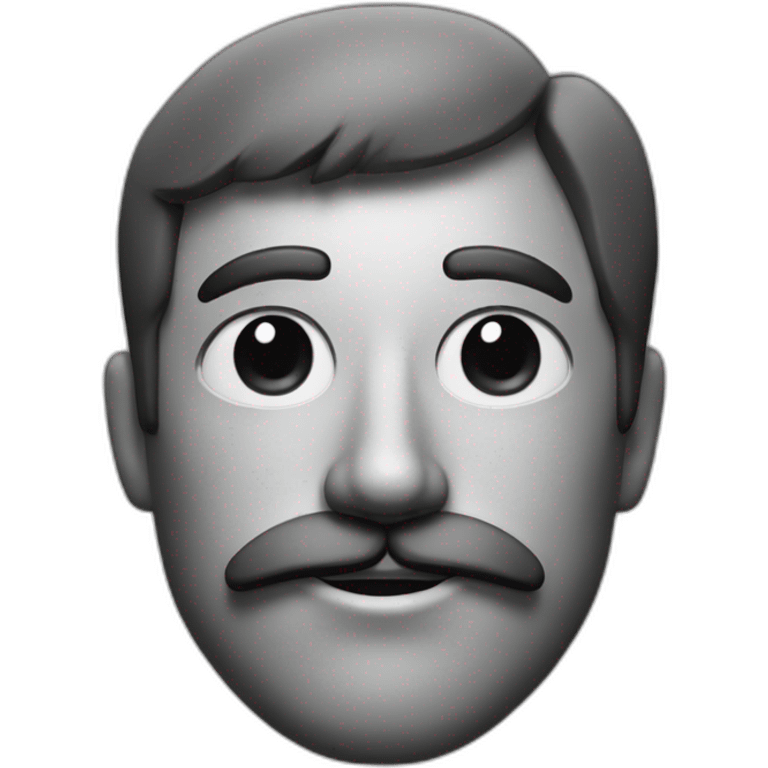 A man with side bangs and a mustache in the form of a square under his nose emoji