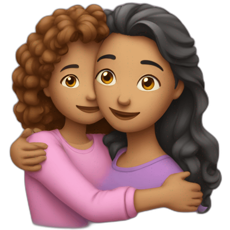 A mother and a daughter hugging  emoji