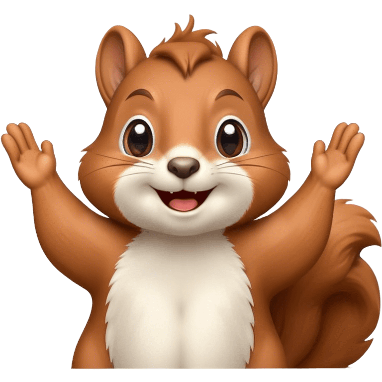 a squirrel with happy crying eyes with its arms up at its chest  emoji