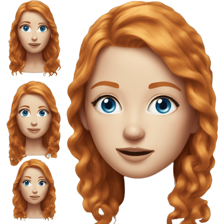 Hyper realistic, beautiful ginger woman with blue eyes and long hair emoji