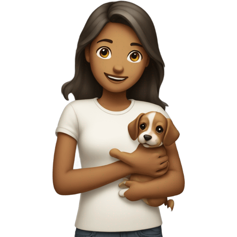 Girl holding dog emoji