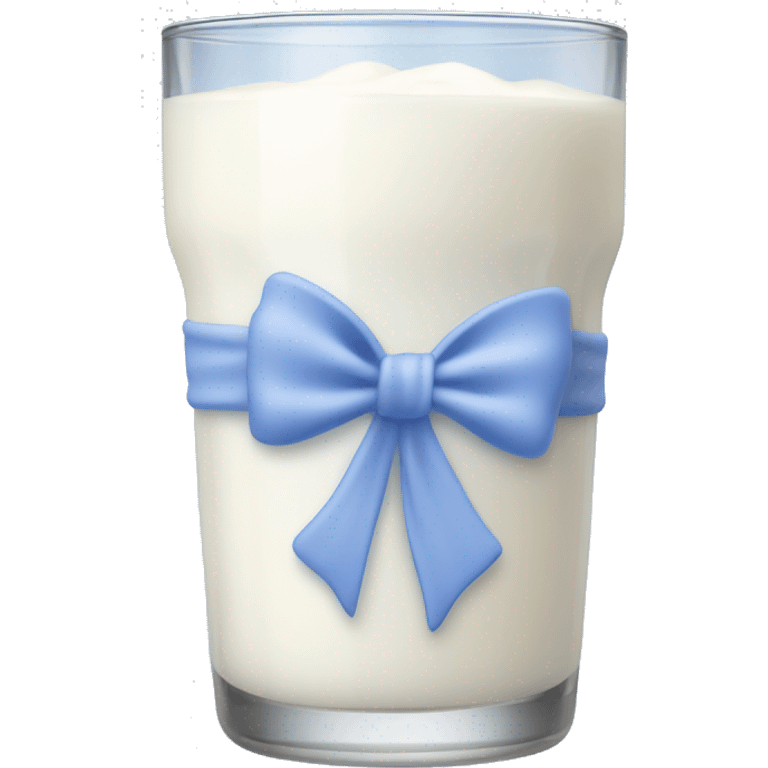 Glass of milk with a Periwinkle bow wrapped around the glass  emoji