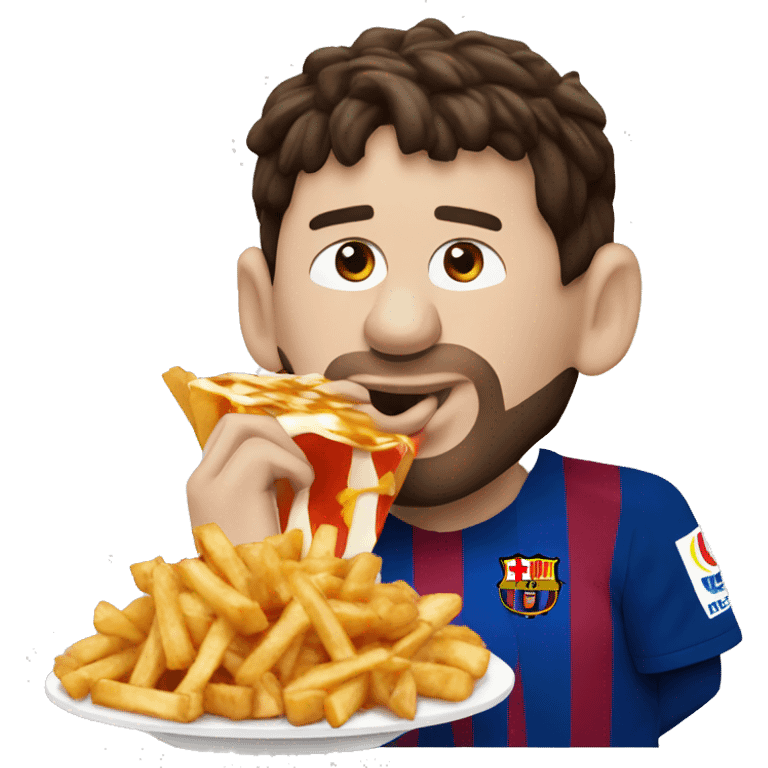 lionel messi eating a poutine emoji