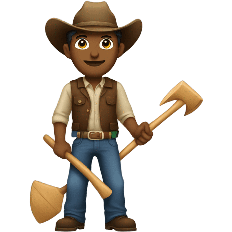 A brown man with a hoe and cowboy hat emoji