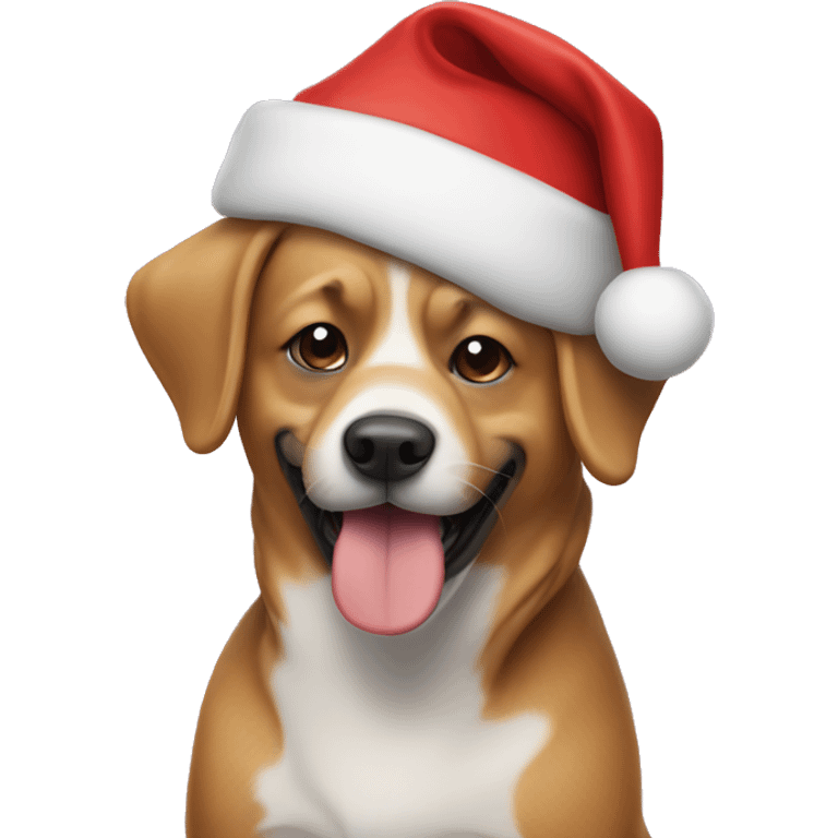 A dog wearing a santa hat emoji