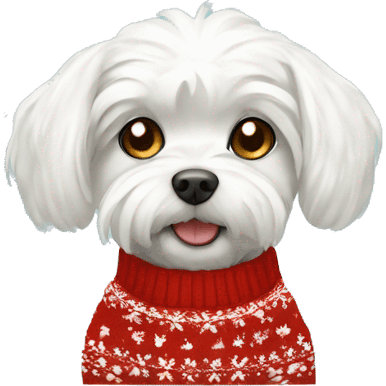 Maltese dog in Christmas sweater  emoji