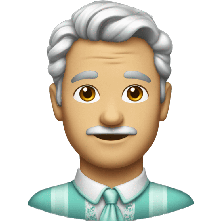 A man wearing a feminine 1950s dress, very male face, long 1950s hair emoji