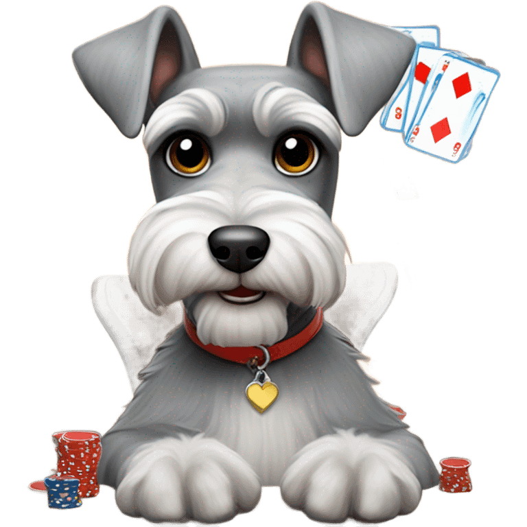 miniature schnauzer playing cards  emoji