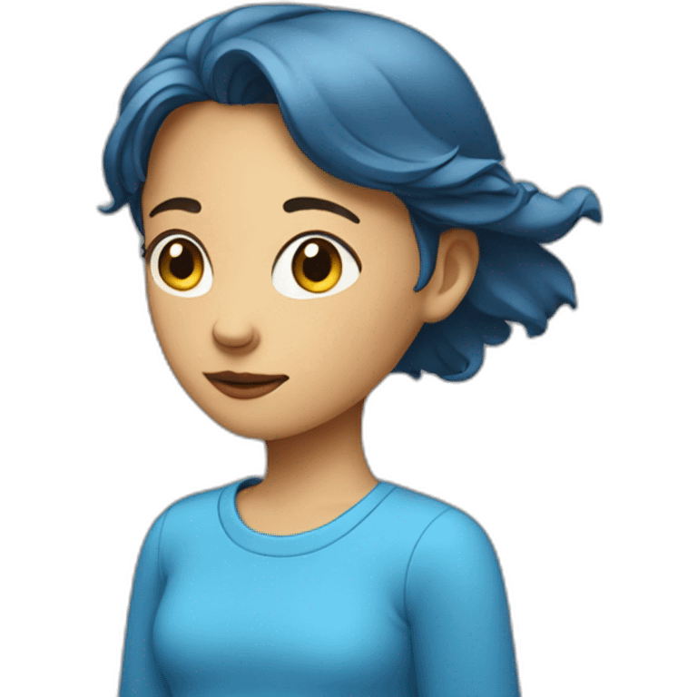 gazing girl with blue shirt. emoji