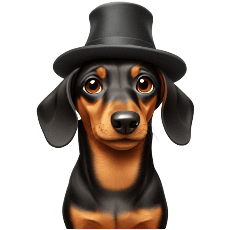 Dachshund wearing hat emoji