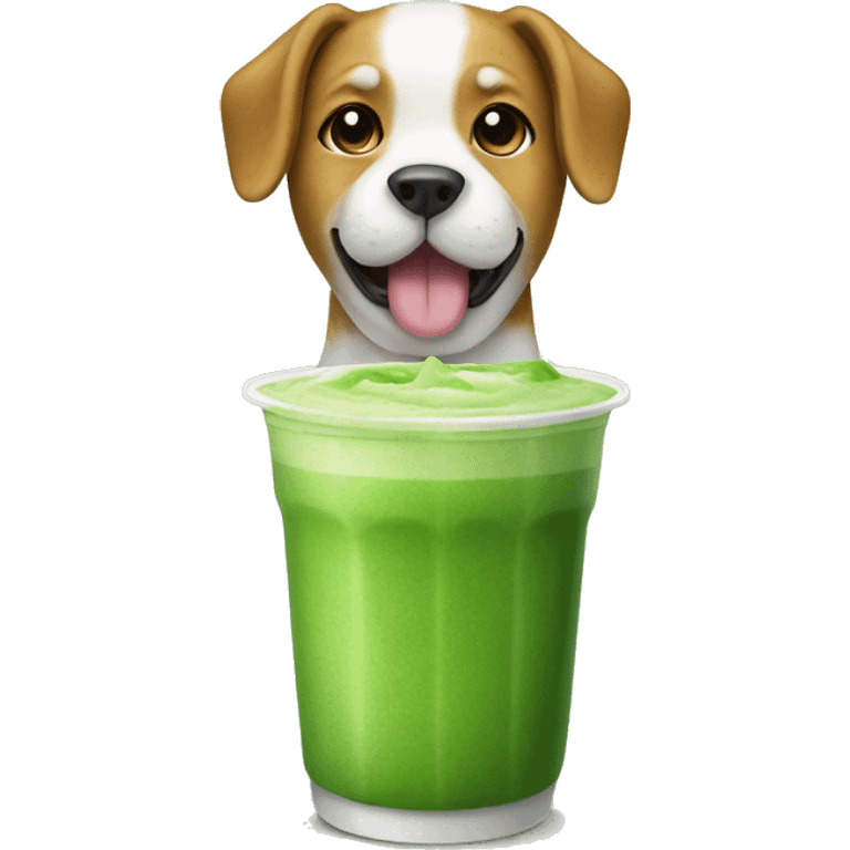 Dog with matcha drink  emoji