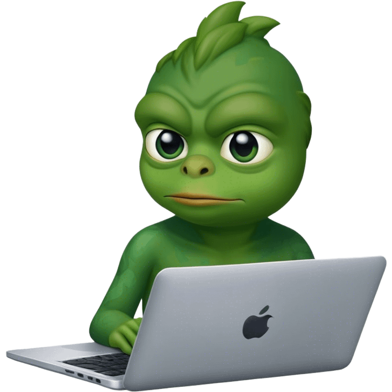 pepe sits in a laptop emoji