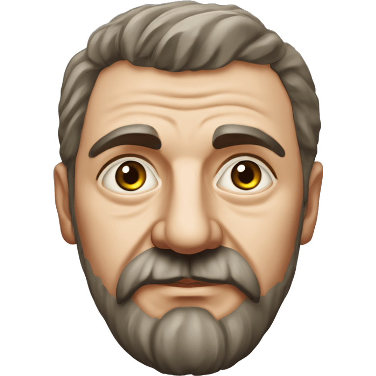 Russian writer Alexander Kuprin Photorealism A plump serious man of Slavic appearance with Small eyes with beard and mustache, with a  short haircut, big detailed face, wrinkled face emoji