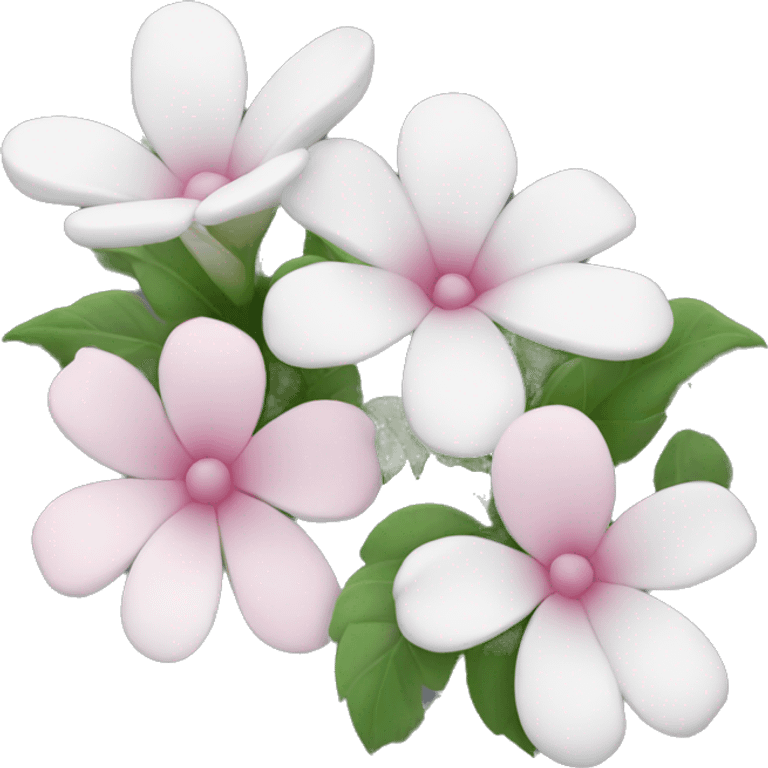 White flowers with pink color emoji