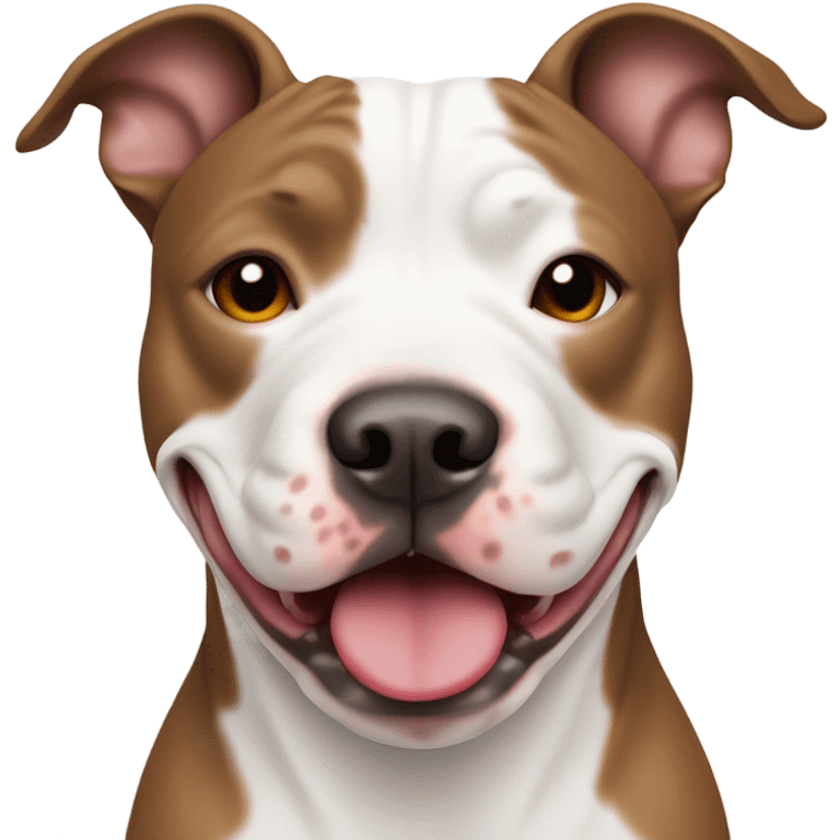 american pit bull terrier sminilng. rednose, with white between eyes emoji