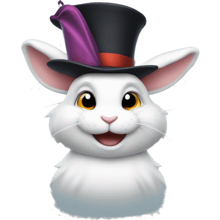 white rabbit wearing a magician's hat and winking emoji