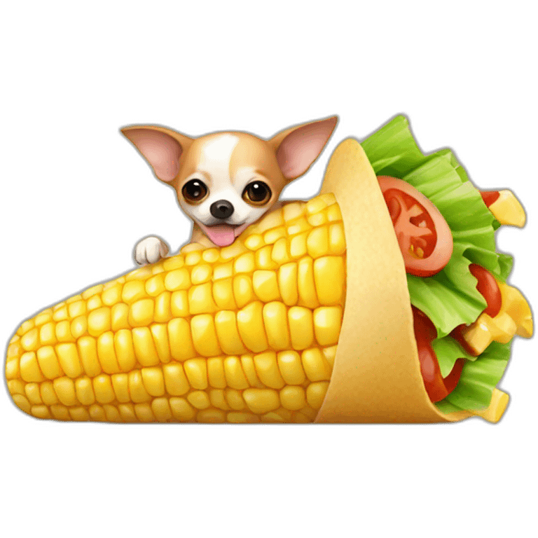 Chihuahua eating a taco like corn of the cob emoji