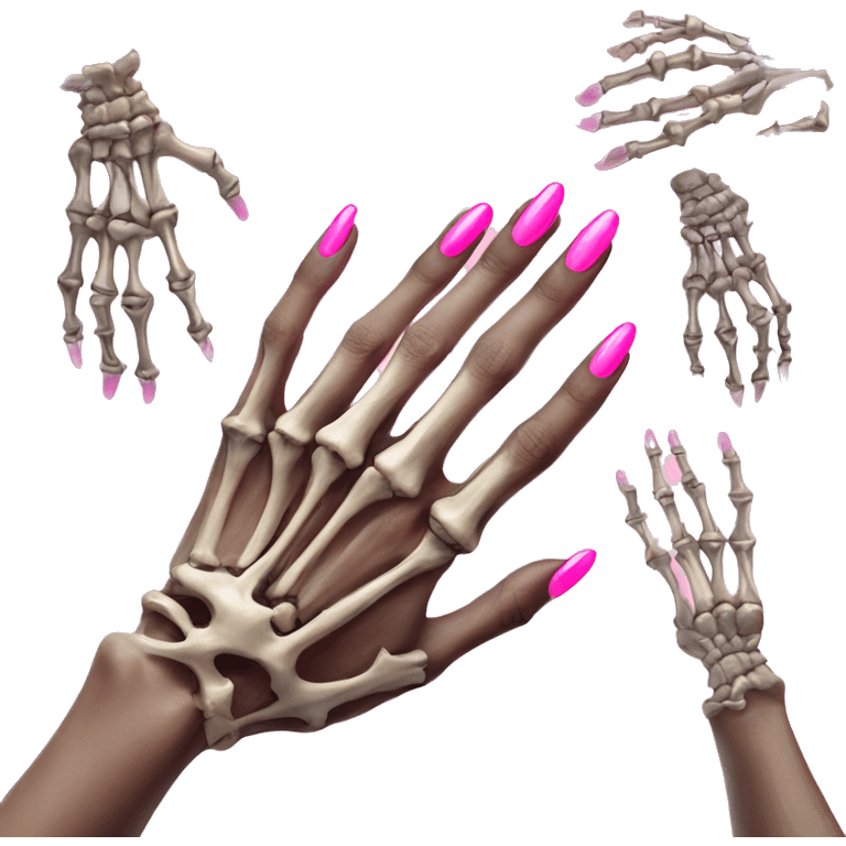 Skeleton hands bones with pink polish nails  emoji