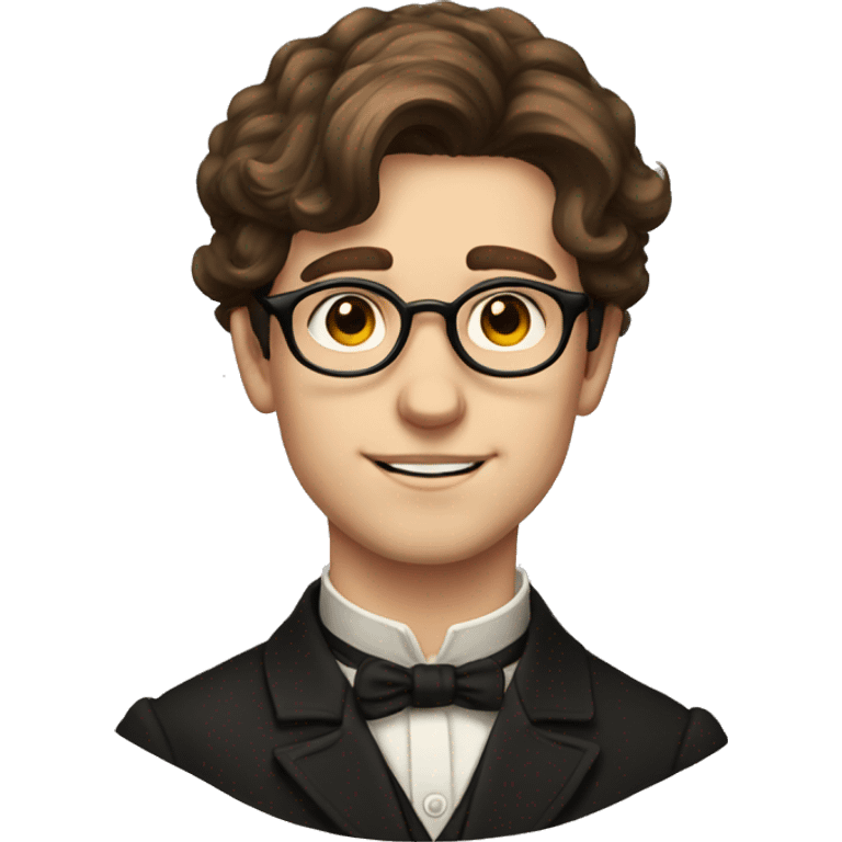 young victorian man with brown hair and glasses emoji