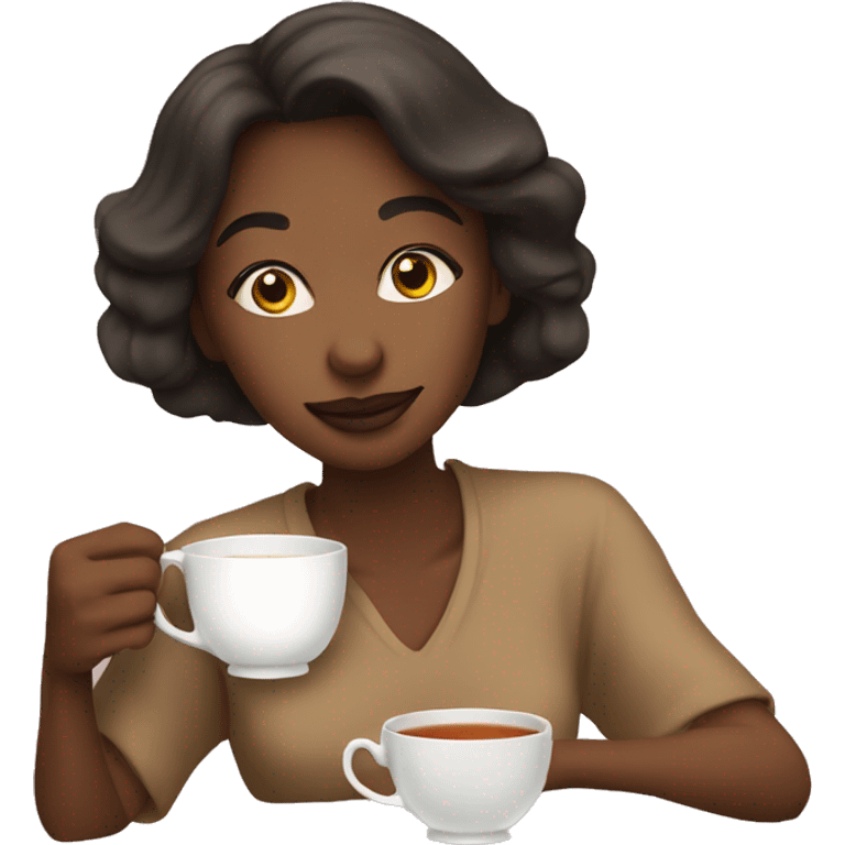 woman sipping tea sly emoji