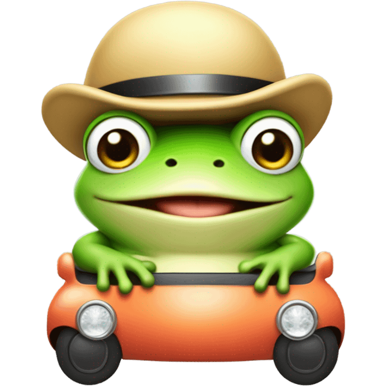 Frog driving kawaii emoji