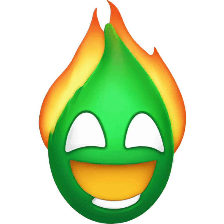 happy flame with green chart emoji