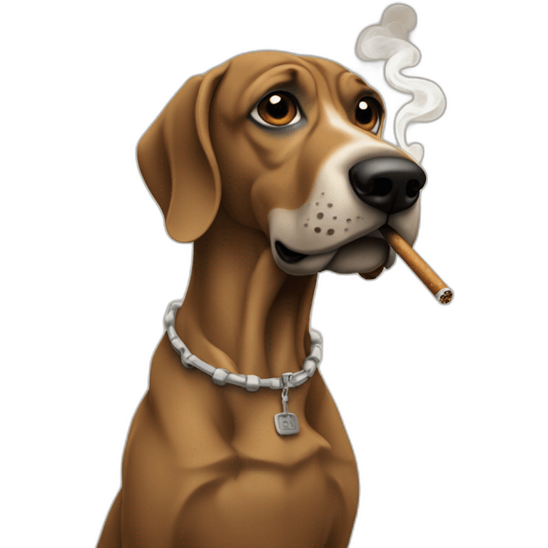 Snoop dog smoking a joint. He’s with a shaggy brown dog. Smoke from the joint says happy birthday! emoji