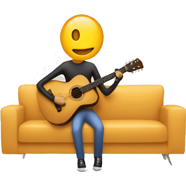 Stick figure playing guitar on the couch emoji