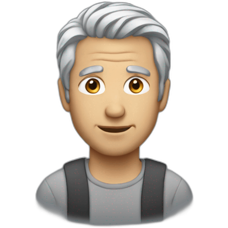 man with grey hair without mustage emoji