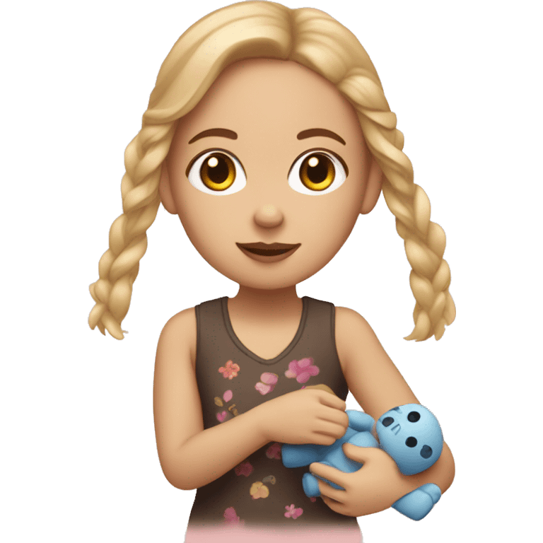 white girl playing with doll emoji