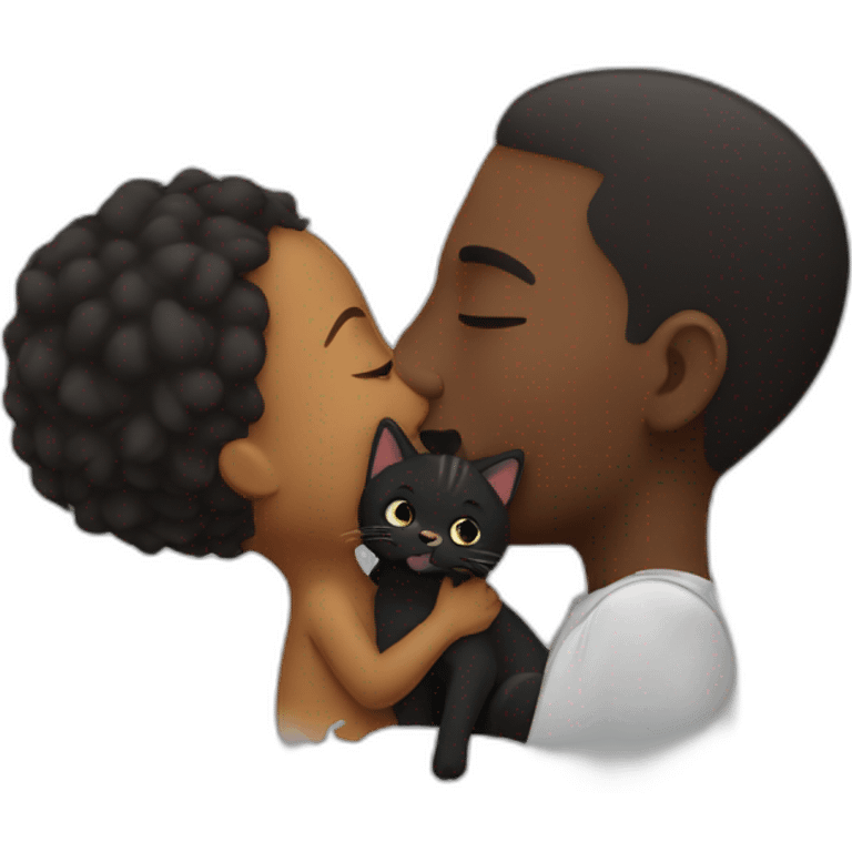 black man kissing a cat emoji