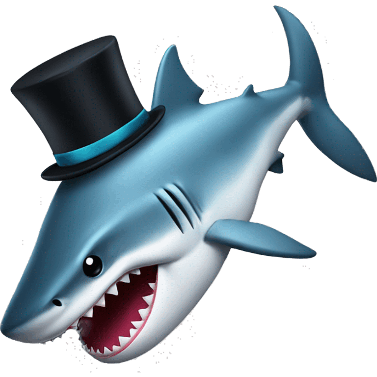 Shark with a top hat emoji