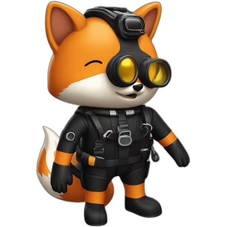 fox in black rubber shiny diving suit emoji