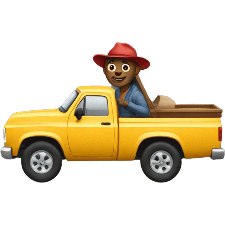 Man driving a pickup truck emoji