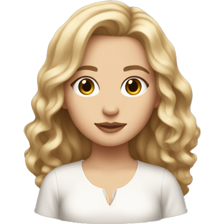 Make a dark blonde slightly wavy hair white girl with something baby pink as clothes  emoji