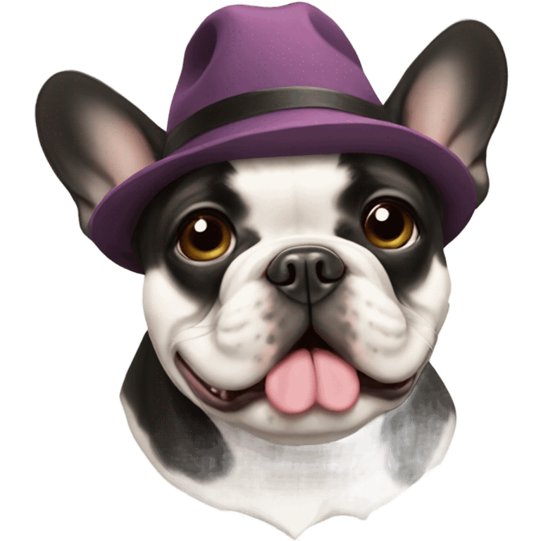 French bulldog wearing a hat emoji