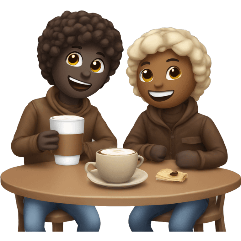 Hanging out with a friend for a hot chocolate date emoji